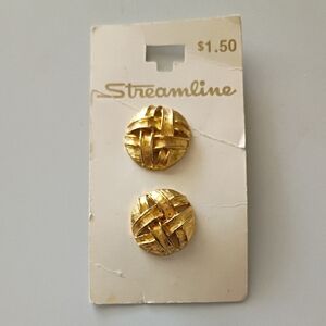 Streamline Metal Goldtone Shank Buttons, Vintage, 20mm